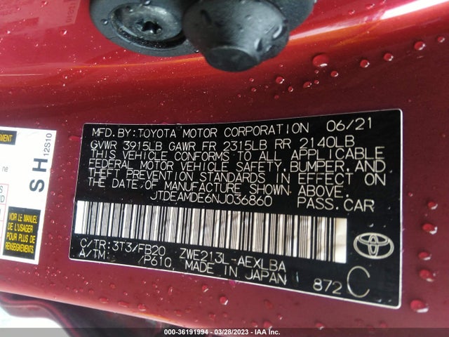 Toyota Corolla Hybrid Le 2022 JTDEAMDE6NJ036860 Image 9