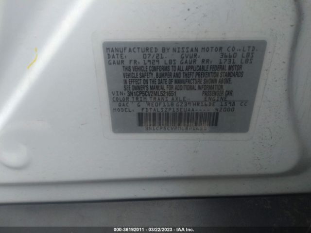 3N1CP5CV2ML521651 Nissan KICKS SV