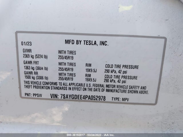 Tesla Model Y Long Range 2023 7SAYGDEE4PA052978 Image 9