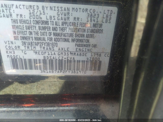 Nissan SENTRA S 2015 3N1AB7AP2FY381970 Image 10