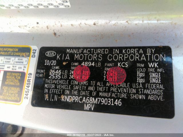 KNDPRCA68M7903146 KIA Sportage Sx Turbo