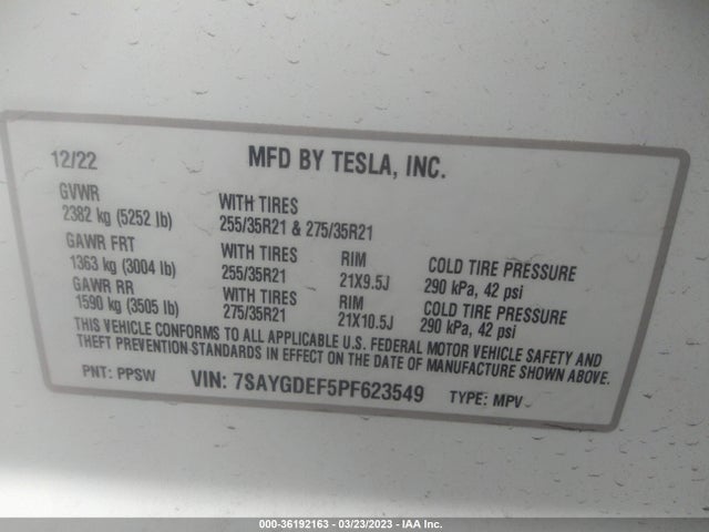 Tesla Model Y Performance 2023 7SAYGDEF5PF623549 Image 9