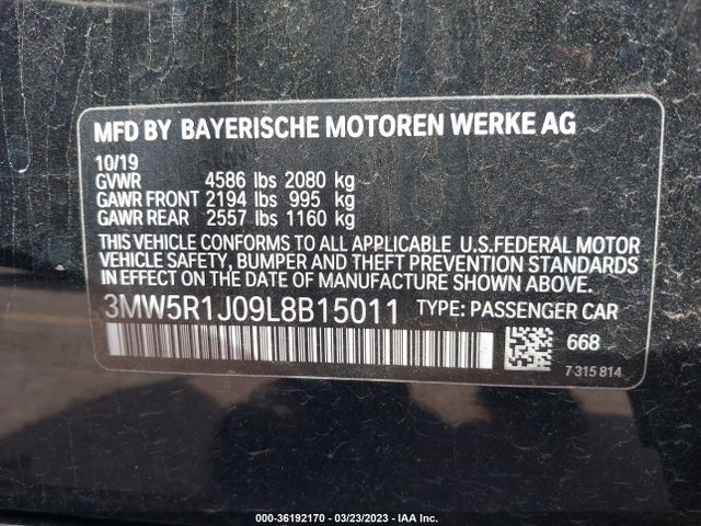 BMW 3 Series 330i 2020 аукцион фото