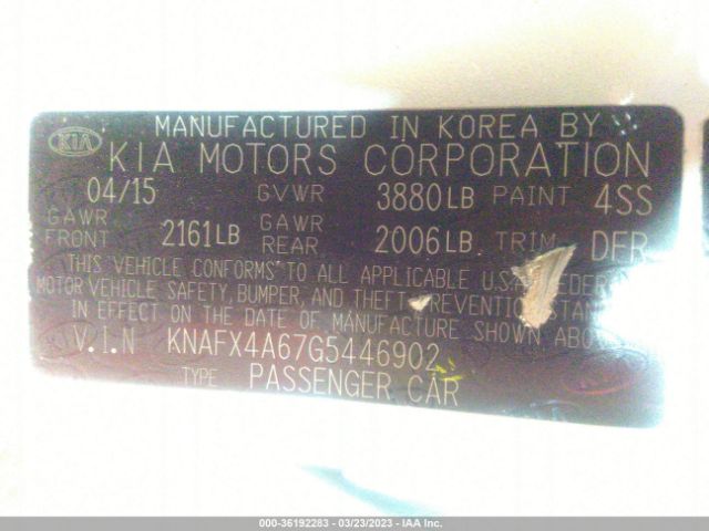 KNAFX4A67G5446902 KIA FORTE LX