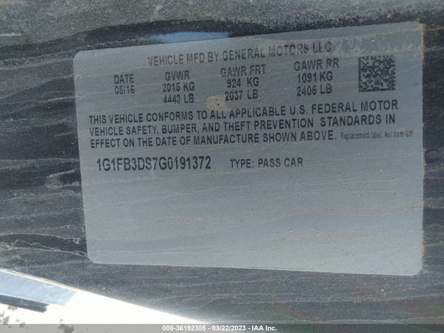 Chevrolet Camaro 1lt 2016 1G1FB3DS7G0191372 Image 10