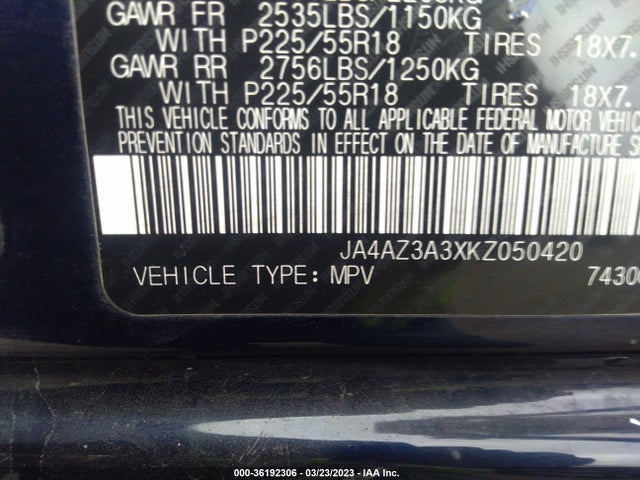 JA4AZ3A3XKZ050420 Mitsubishi Outlander Es/se/sel/le