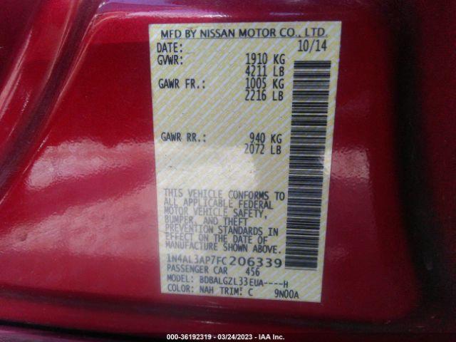 1N4AL3AP7FC206339 Nissan Altima 2.5 S