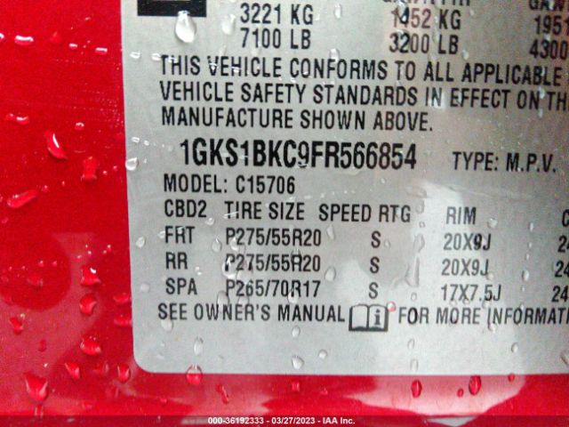 1GKS1BKC9FR566854 GMC YUKON SLT
