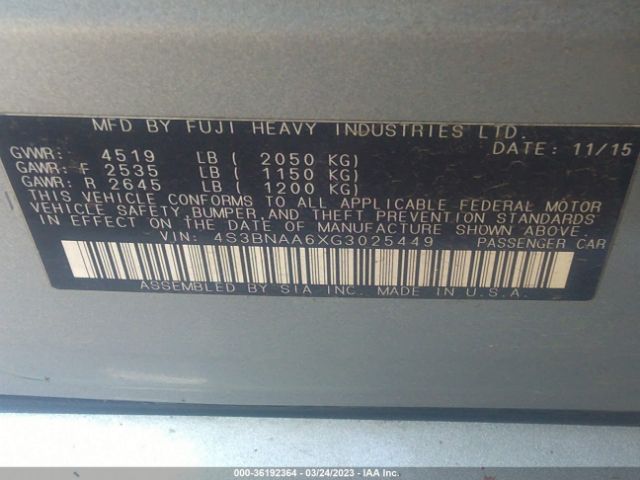 4S3BNAA6XG3025449 Subaru Legacy 2.5i