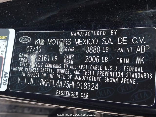 3KPFL4A75HE018324 KIA FORTE LX