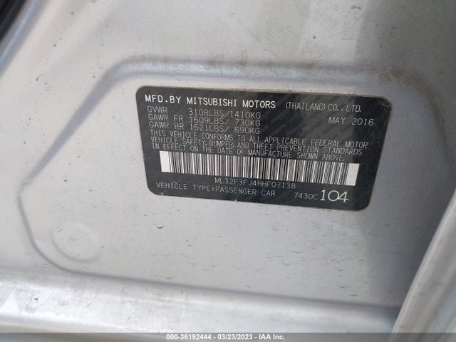 ML32F3FJ4HHF07138 Mitsubishi Mirage G4 Es