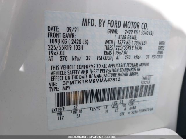 3FMTK1RM6MMA47812 Ford Mustang Mach-e Select