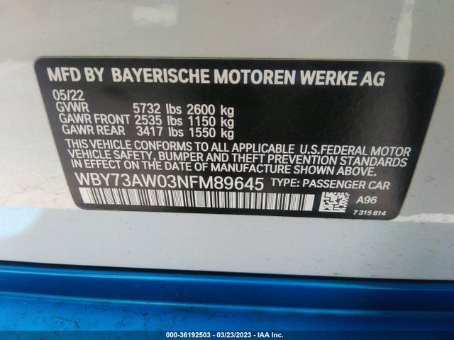 2022 BMW i4, VIN: WBY73AW03NFM89645