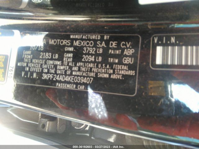 3KPF24AD4KE039407 KIA Forte Lxs