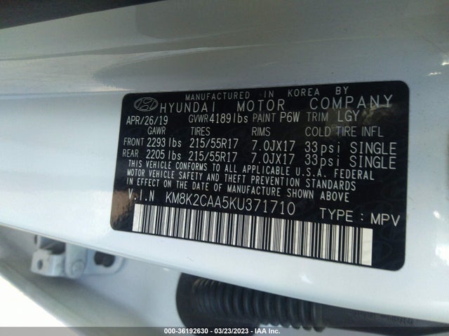 Hyundai Kona Sel 2019 KM8K2CAA5KU371710 Image 11