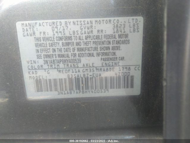 3N1AB7AP8HY400539 Nissan SENTRA S