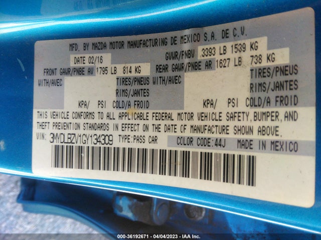 2016 Scion IA, VIN: 3MYDLBZV1GY134309