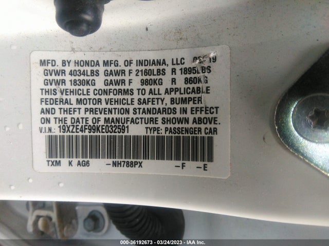 Honda Insight Touring 2019 19XZE4F99KE032591 Image 10
