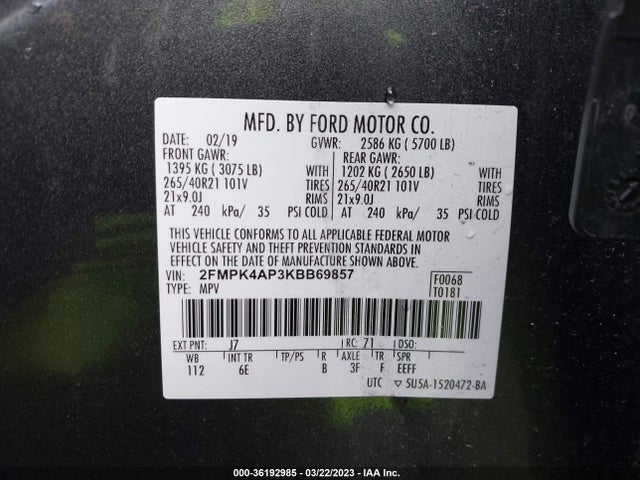 Ford EDGE ST 2019 2FMPK4AP3KBB69857 Image 10