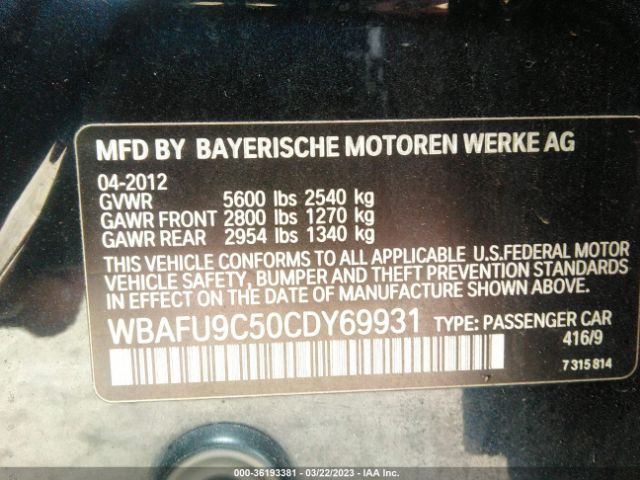 WBAFU9C50CDY69931 BMW 5 Series 550i Xdrive