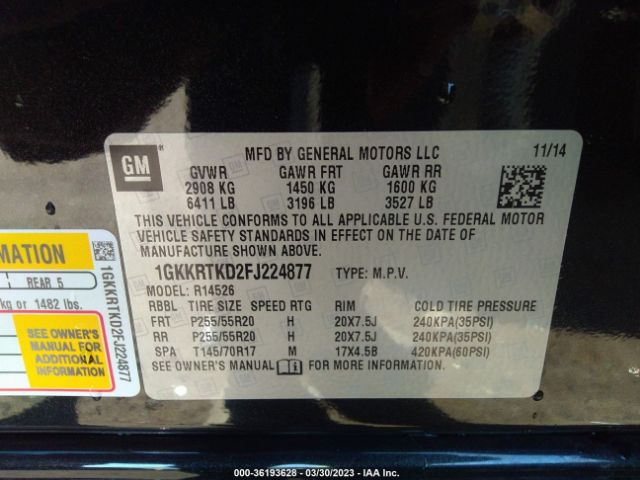 1GKKRTKD2FJ224877 GMC Acadia Denali