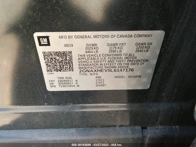 Chevrolet EQUINOX LS 2020 2GNAXHEV5L6147176 Image 9