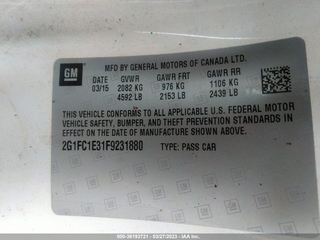 2015 CHEVROLET CAMARO LT VIN: 2G1FC1E31F9231880