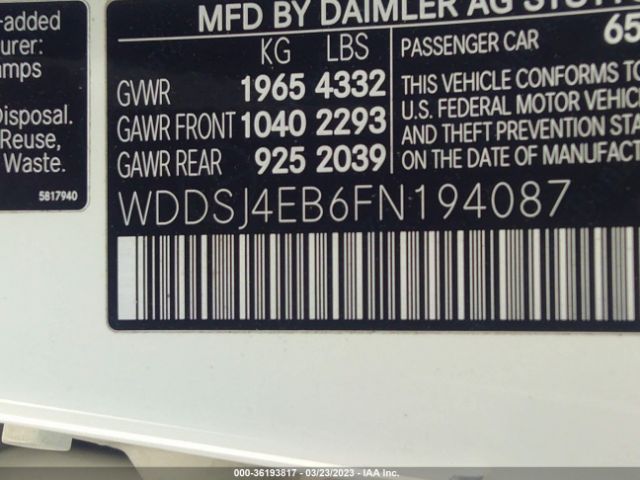 WDDSJ4EB6FN194087 Mercedes-Benz Cla-class Cla 250