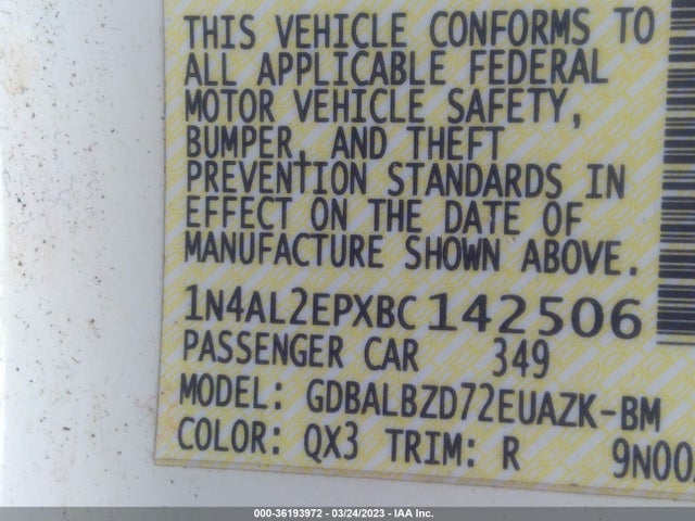2011 NISSAN ALTIMA 2.5 S VIN: 1N4AL2EPXBC142506