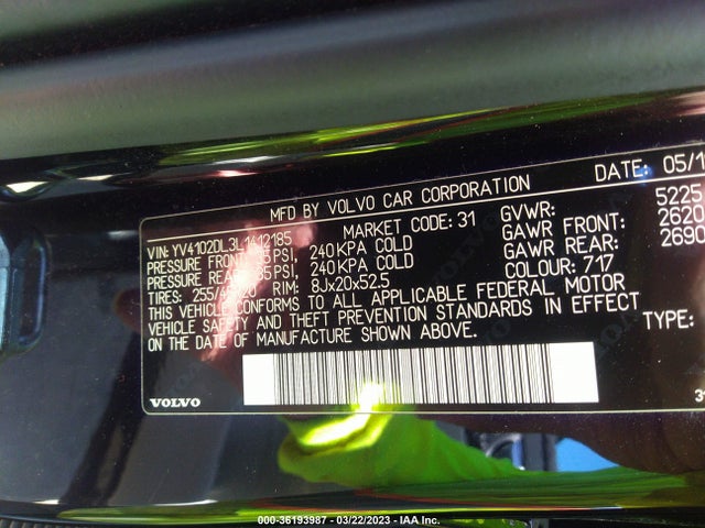2020 Volvo XC60, VIN: YV4102DL3L1412185