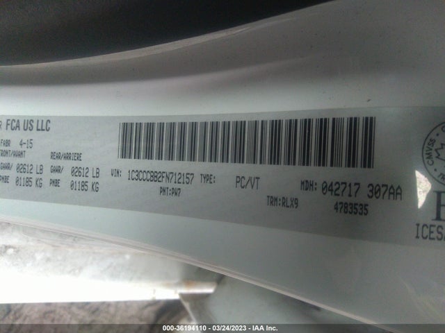 Продажа на аукционе авто 2015 Chrysler 200 S, vin: 1C3CCCBB2FN712157, номер лота: 36194110