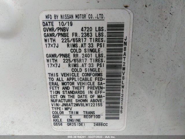 2020 Nissan Rogue, VIN: JN8AT2MV8LW122155