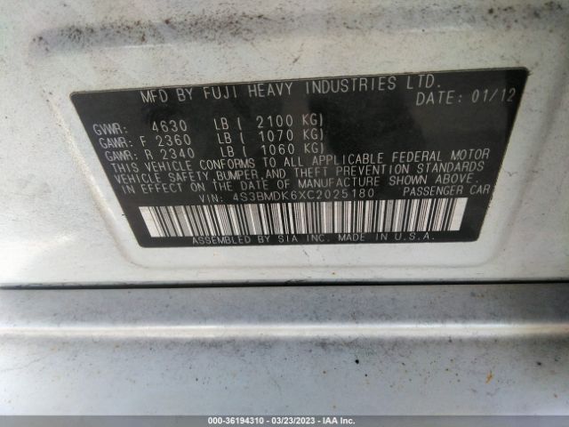 4S3BMDK6XC2025180 Subaru Legacy 3.6r Limited
