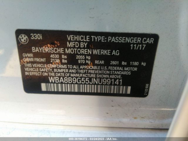 WBA8B9G55JNU99141 BMW 3 Series 330i