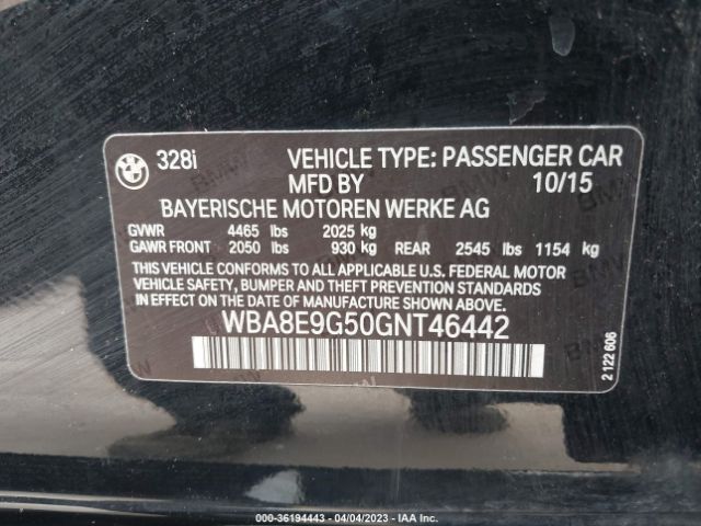 WBA8E9G50GNT46442 BMW 3 Series 328i