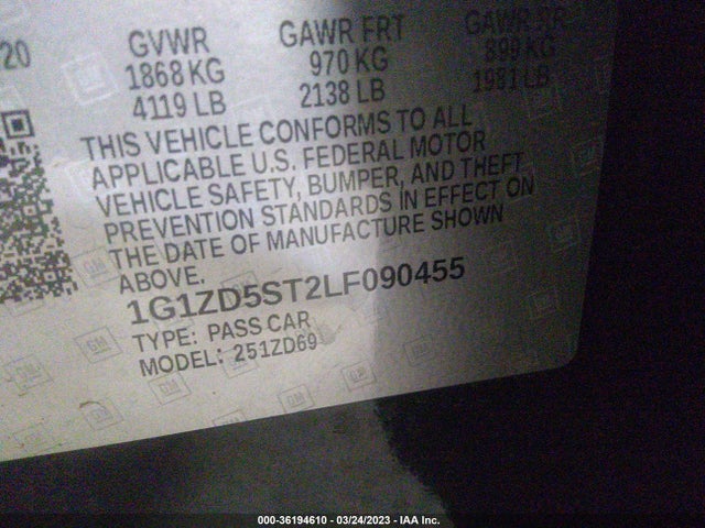 Chevrolet MALIBU LT 2020 1G1ZD5ST2LF090455 Image 9