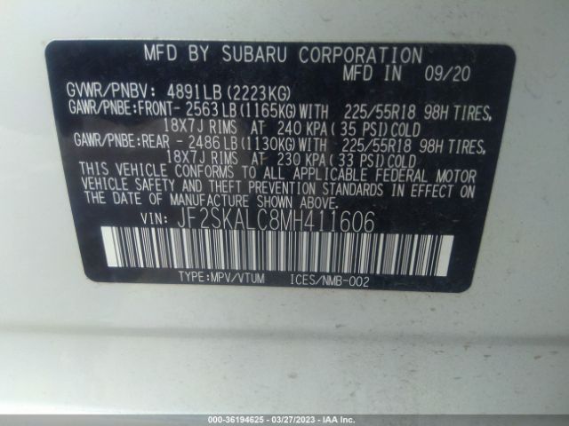 JF2SKALC8MH411606 Subaru Forester Sport