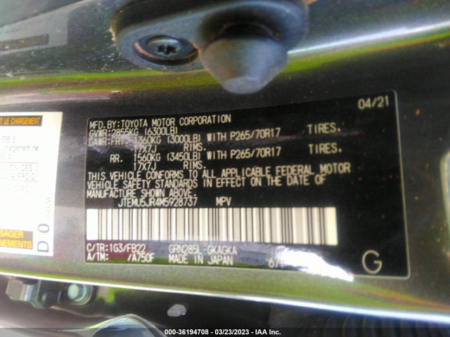 Toyota 4RUNNER SR5 2021 JTEMU5JR4M5928737 Image 9