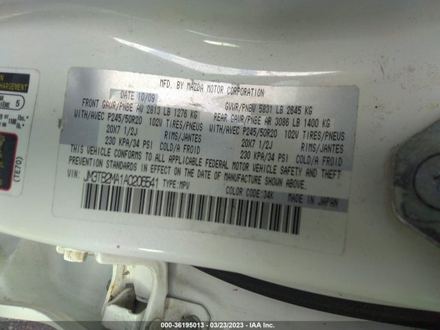 2010 MAZDA CX-9 GRAND TOURING VIN: JM3TB2MA1A0206541