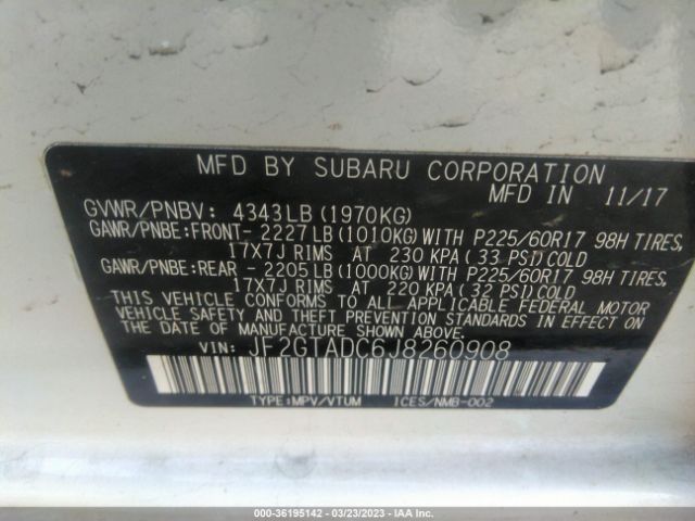 JF2GTADC6J8260908 Subaru Crosstrek Premium
