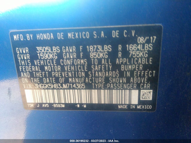 Honda FIT EX 2018 3HGGK5H83JM714365 Image 10