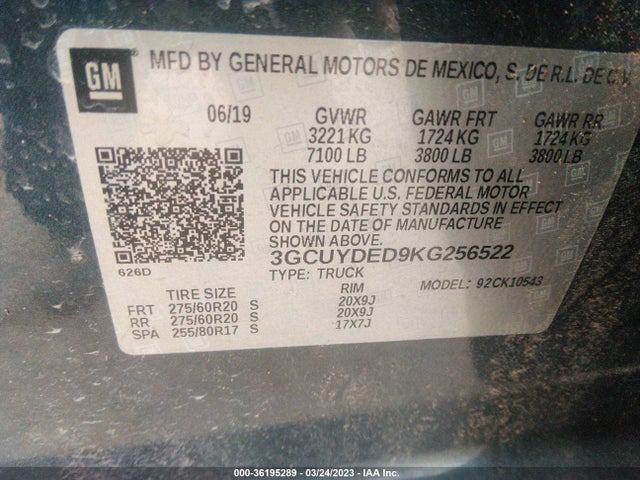 Chevrolet Silverado 1500 Lt 2019 3GCUYDED9KG256522 Image 10