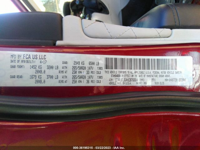 1C4RJFJG4HC876664 Jeep Grand Cherokee Summit