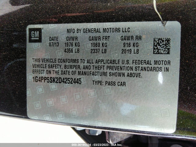 2013 BUICK VERANO VIN: 1G4PP5SK2D4252445