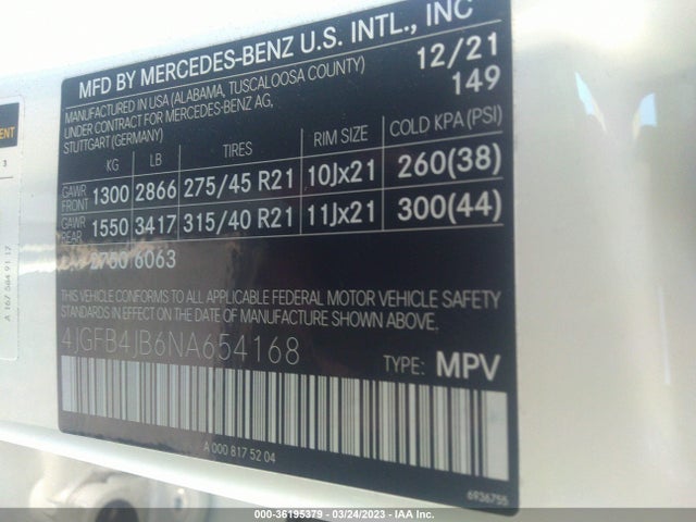 2022 Mercedes-Benz GLE-Class, VIN: 4JGFB4JB6NA654168