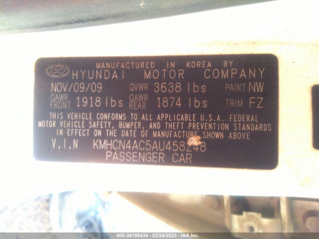 2010 HYUNDAI ACCENT GLS VIN: KMHCN4AC5AU458248