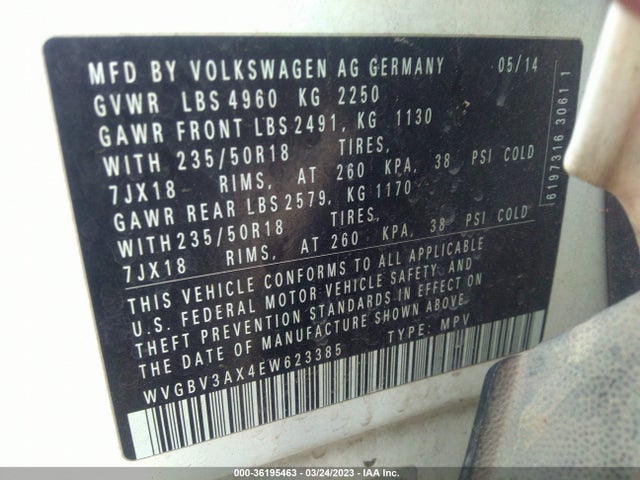 WVGBV3AX4EW623385 Volkswagen Tiguan Sel