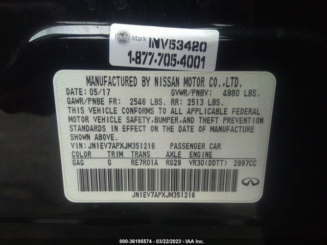 JN1EV7APXJM351216 Infiniti Q50 3.0t Luxe
