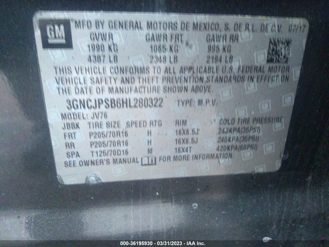 Chevrolet Trax Lt 2017 3GNCJPSB6HL280322 Image 9