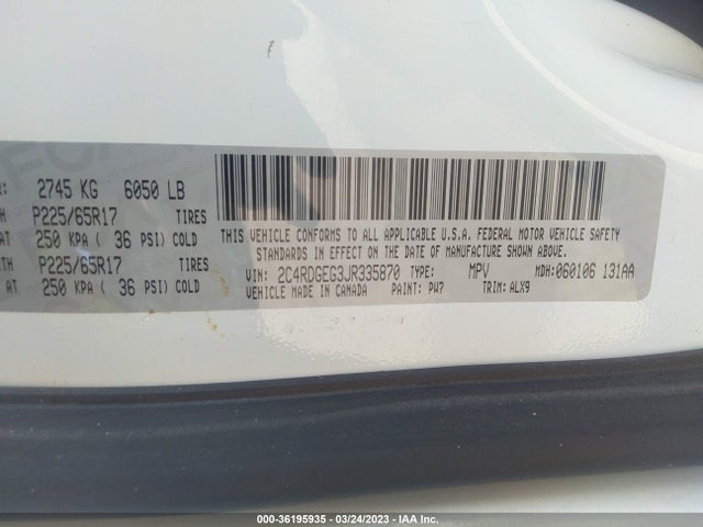 Dodge Grand Caravan Gt 2018 2C4RDGEG3JR335870 Image 9